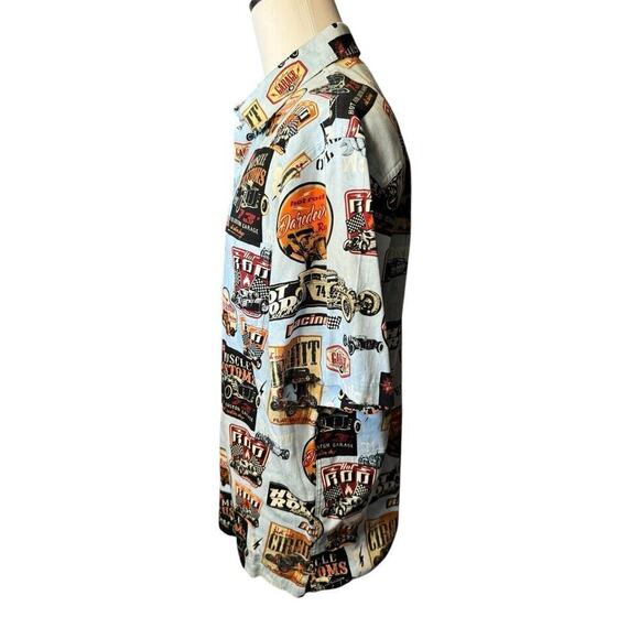 Clearwater Outfitters Mens Large Blue Hot Rod Button Down Shirt Drag Racing - Picture 3 of 6